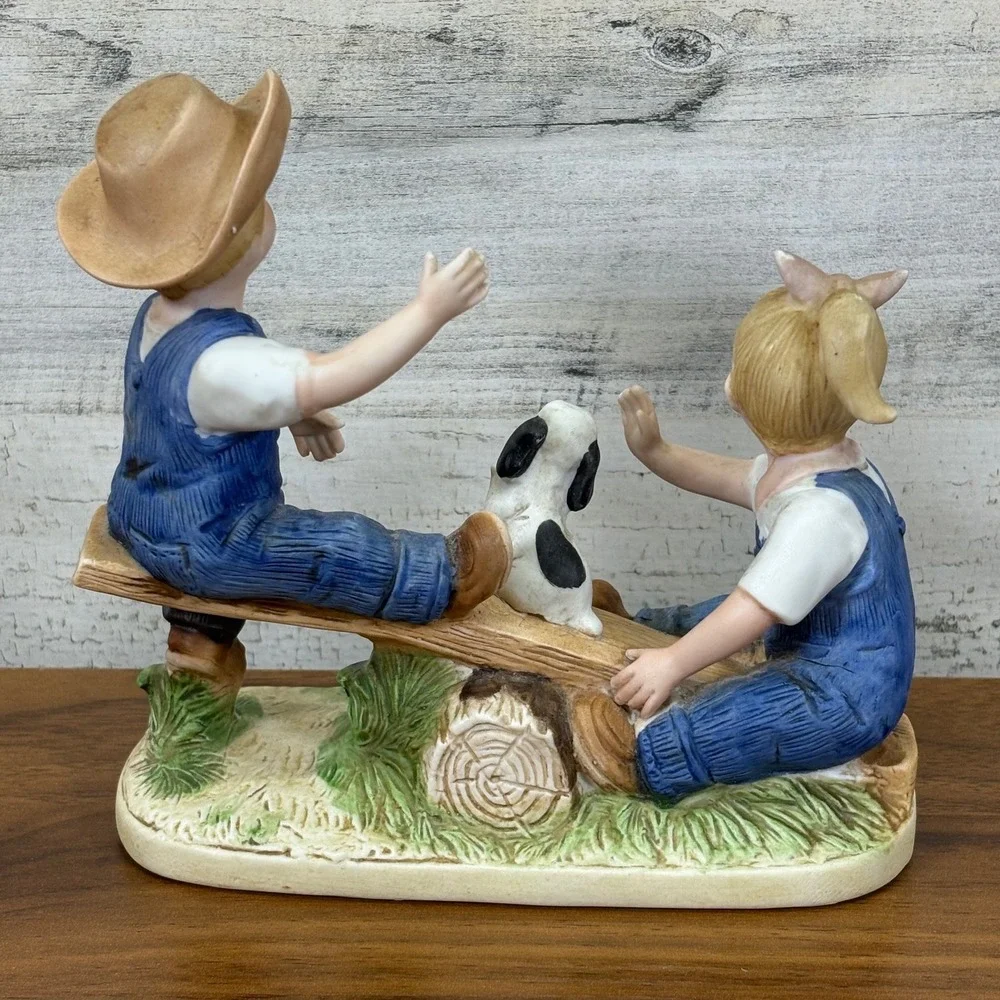 Homco Denim Days Playtime 8827 Figurine 1985‎ Danny and Debbie